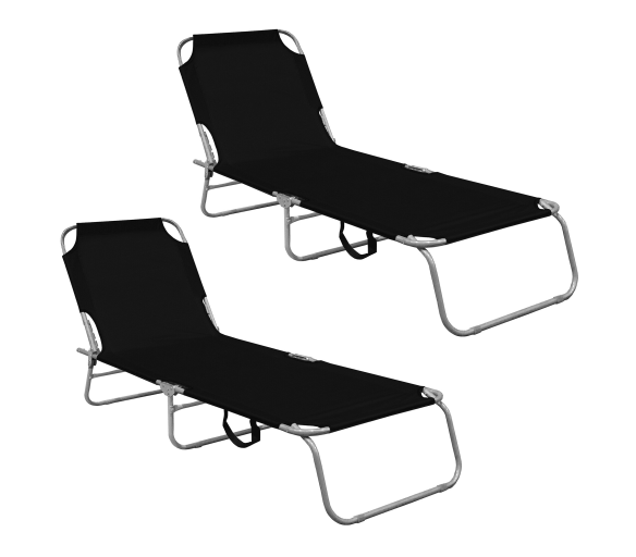Aga 2x Zahradní polohovací lehátko Černé