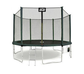 Aga SPORT PRO Trampolína 430 cm Tmavě zelená + ochranná síť + žebřík + kapsa na obuv