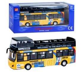Kovový dvoupatrový autobus ZA2094 - žlutý