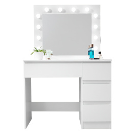 Aga Toaletní stolek se zrcadlem, osvětlením a el.zásuvkou Matný bílý 2DAZ646 - II. JAKOST