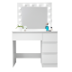 Aga Toaletní stolek se zrcadlem, osvětlením a el.zásuvkou Matný bílý 2DAZ646 - II. JAKOST