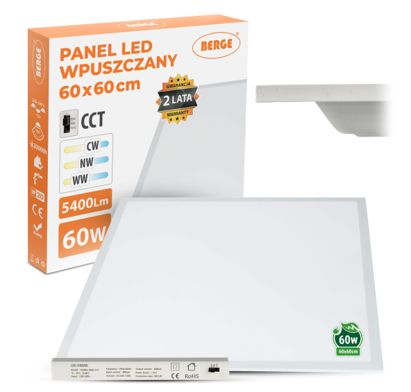 LED panel CCT - 60W - 60x60 cm - zapuštěný - Svět trampolín