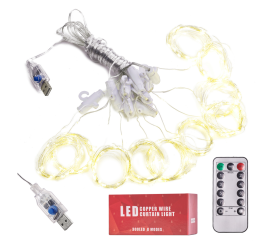 Aga LED Světelný závěs 3x3m 300 LED Teplá bílá 2DAZ008 - 2. JAKOST