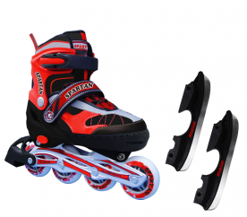 Spartan Dětské brusle 2v1 KOMBI Red Black