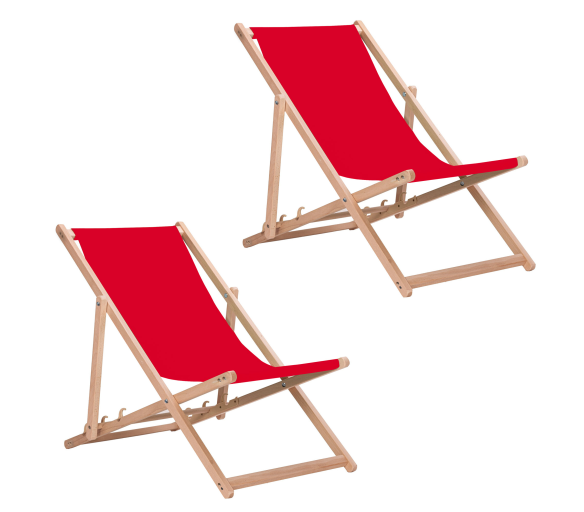 Aga 2x Dřevěné skládací lehátko Červené
