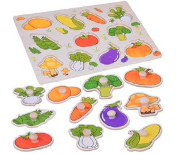 Vzdělávací dřevěné puzzle zelenina, přizpůsob 11 dílků ZA5258 univerzální