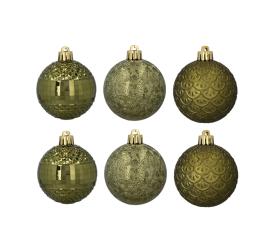 Aga Vánoční baňky MIX 6cm 10ks Zelené