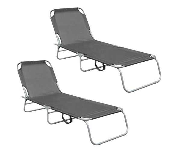Aga 2x Zahradní polohovací lehátko Šedé