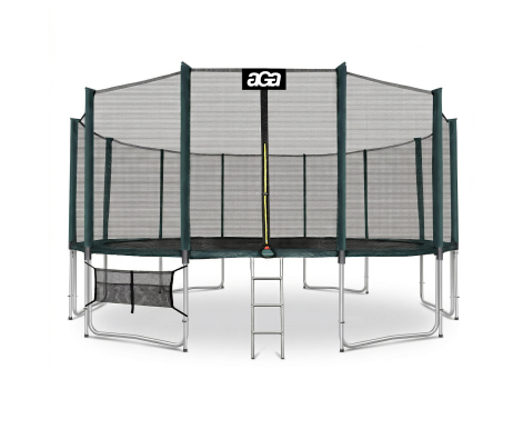 Aga SPORT PRO Trampolína 518 cm Tmavě zelená + ochranná síť + žebřík + kapsa na obuv