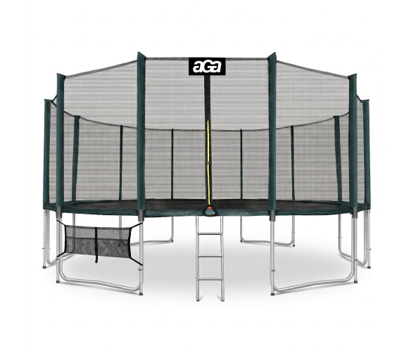 Aga SPORT PRO Trampolína 518 cm Tmavě zelená + ochranná síť + žebřík + kapsa na obuv