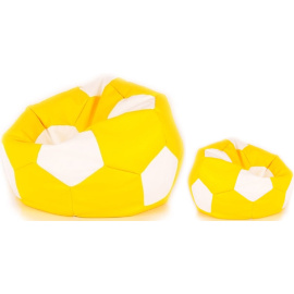 Aga Sedací pytel BALL XXXL  Bílá - Žlutá + podnožník