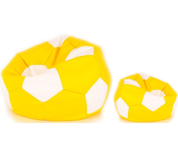 Aga Sedací pytel BALL XXXL  Bílá - Žlutá + podnožník