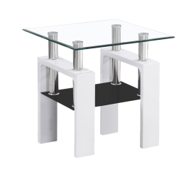 Signal Konferenční stůl LISA D 60x60 cm Sklo/Bílá Lak