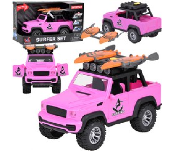 Růžové terénní auto off-road surfovací prkna zvuky světla ZA5223 univerzální