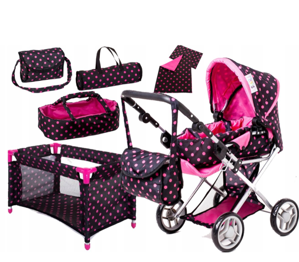Doris Kočárek pro panenky set 5v1 Hot Pink 1
