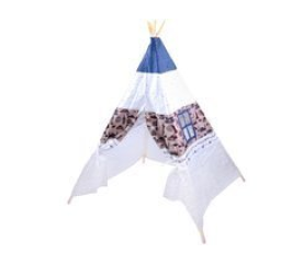 Dětský stan teepee ZA3557 Tm. modrá/Bílá