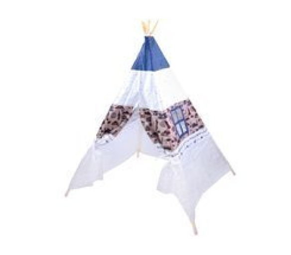 Dětský stan teepee ZA3557 Tm. modrá/Bílá