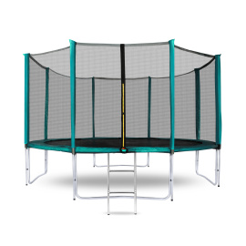 Aga SPORT PRO Trampolína 366 cm Tmavě zelená + ochranná síť + žebřík