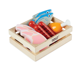 Tidlo Dřevěná bedýnka s masem a rybami