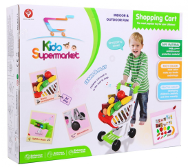 Velký nákupní vozík pro děti 3+ Potravinové atrakce 41 el. + zvuky + světla