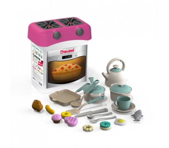 Doloni Plastová kuchyňka Růžová + příslušenství 34 ks