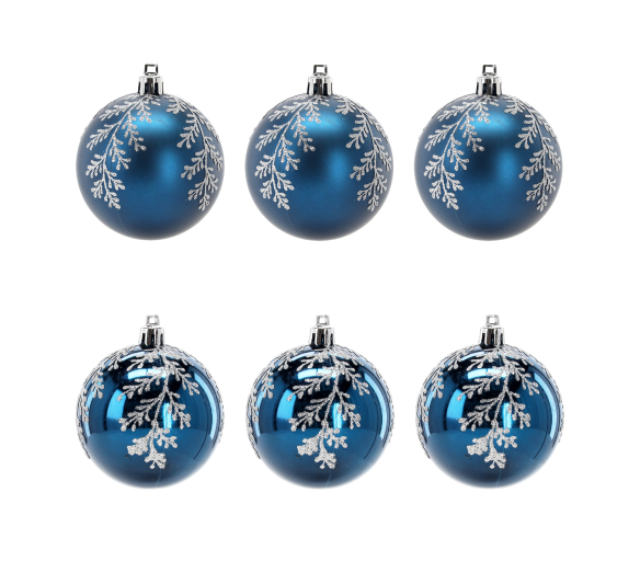Aga Vánoční baňky 7cm 6ks Modré - Větvičky