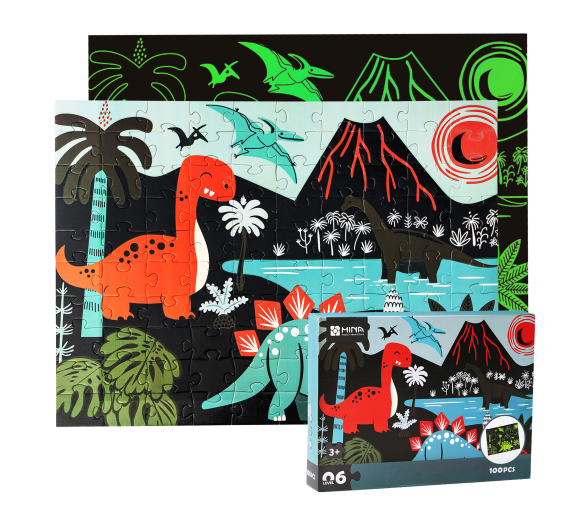 Aga4Kids Dětské svítící puzzle Dinosauři 100 dílků
