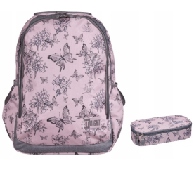 St.RIGHT Školní set dvoukomorový batoh + pouzdro Butterfly