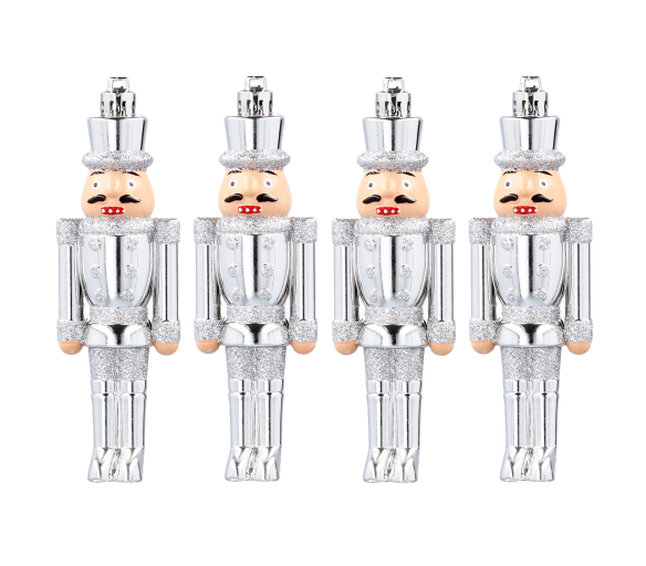 Aga Sada vánočních ozdob 4 ks Louskáček Stříbrný