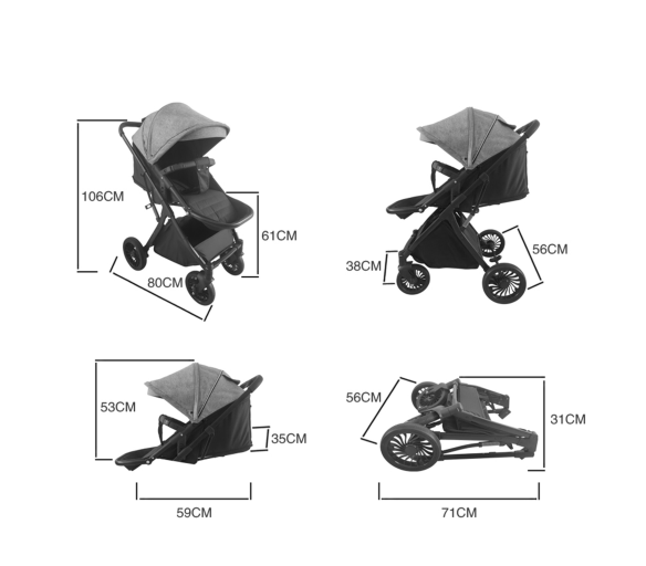 Aga Sportovní kočárek Černo/Modrý