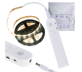 LED pásek s detektorem pohybu napájený baterií USB 2M teplá bílá