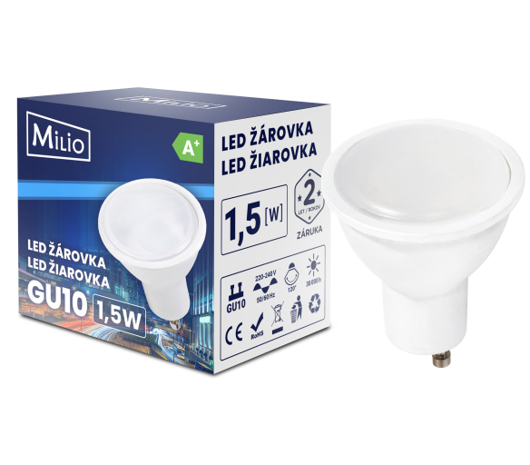 LED žárovka - GU10 - 1,5W - 125Lm - teplá bílá