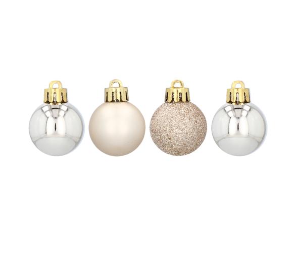 Aga Vánoční baňky MIX 3cm 16ks Champagne