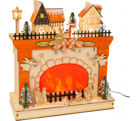 Small Foot Vánoční lampa zimní scéna u krbu