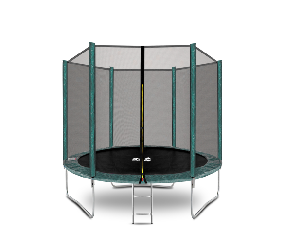 Aga SPORT TOP Trampolína 250 cm Tmavě zelená + ochranná síť + žebřík