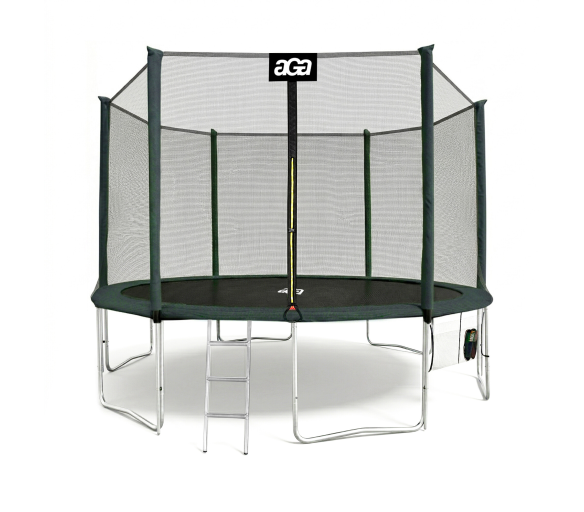 Aga SPORT PRO Trampolína 400 cm Tmavě zelená + ochranná síť + žebřík + kapsa na obuv