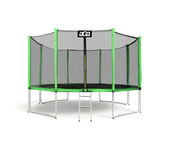 Aga SPORT PRO Trampolína 366 cm Světle zelená + ochranná síť + žebřík