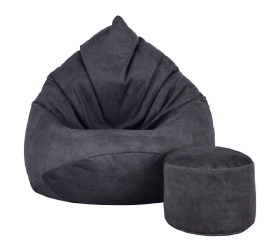 Aga Sedací vak Terra XXXL + podnožník Tmavě šedý TUTO KARTU NEPOUŽÍVAT