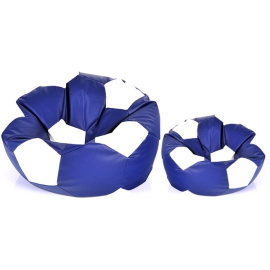 Aga Sedací pytel BALL XXXL Bílá - Tmavě modrá + podnožník