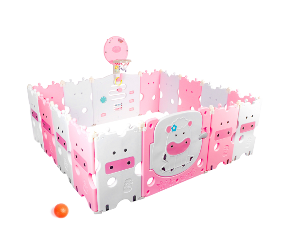 Aga4Kids Dětská plastová ohrádka 186x156x64 cm Růžová DZ839