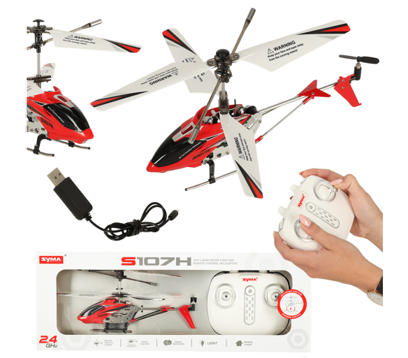 RC vrtulník SYMA S107H  2,4GHz RTF červený 2DZ041 - II. JAKOST
