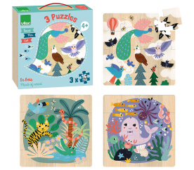 Vilac Dřevěné puzzle Moře země vzduch