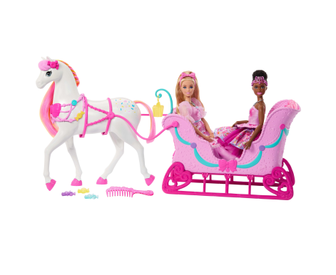 Barbie Louskáček saně s koněm JNH63
