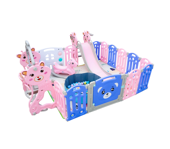 Aga4Kids Dětská plastová ohrádka s příslušenstvím 187x200x64 cm Růžová