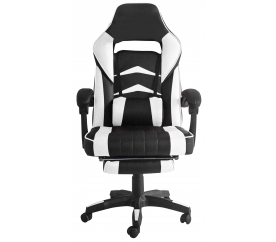 Aga Kancelářská židle Černo - Bílá s opěrkou pro nohy