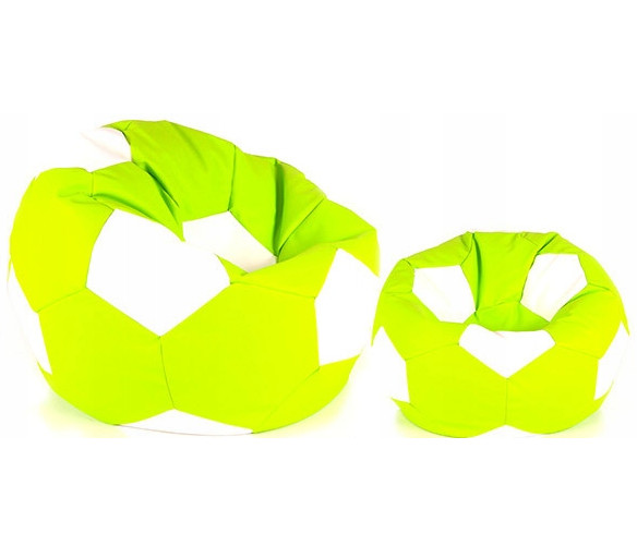 Aga Sedací pytel BALL XXXL Bílá - Světle zelená + podnožník