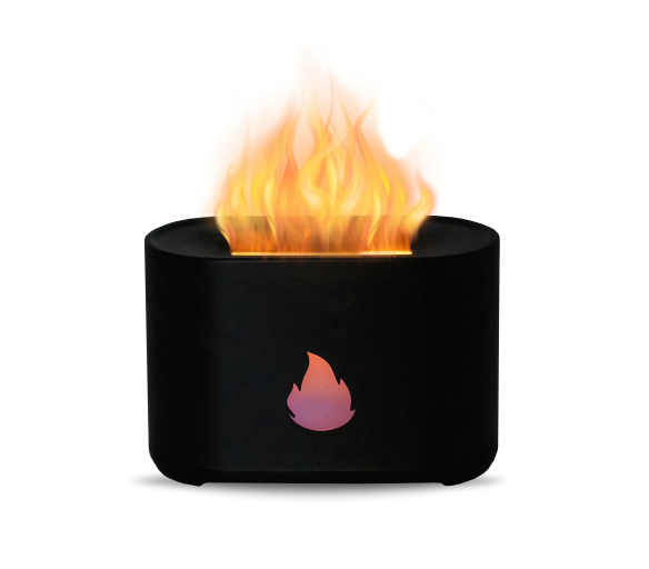 Aga Aroma difuzér s LED projekcí ohně Černý