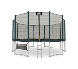 Aga SPORT PRO Trampolína 500 cm Tmavě zelená + ochranná síť + žebřík + kapsa na obuv