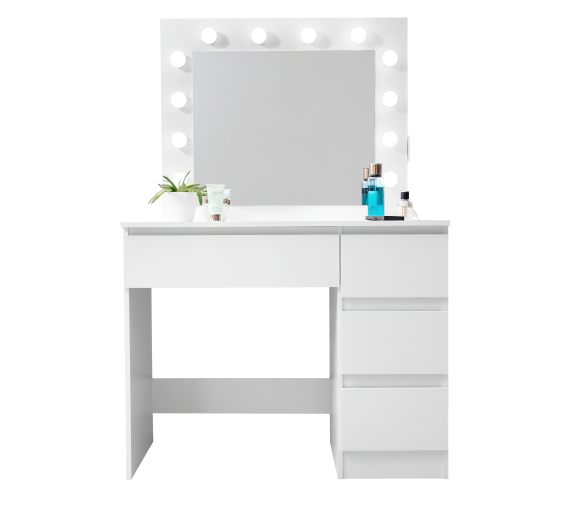 Aga Toaletní stolek se zrcadlem, osvětlením a el.zásuvkou Matný bílý