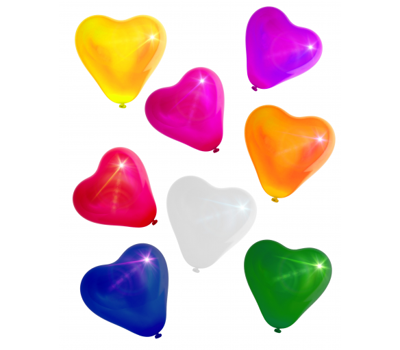 Aga4Kids Latexový balónek Srdce s LED diodou mix barev 25 cm
